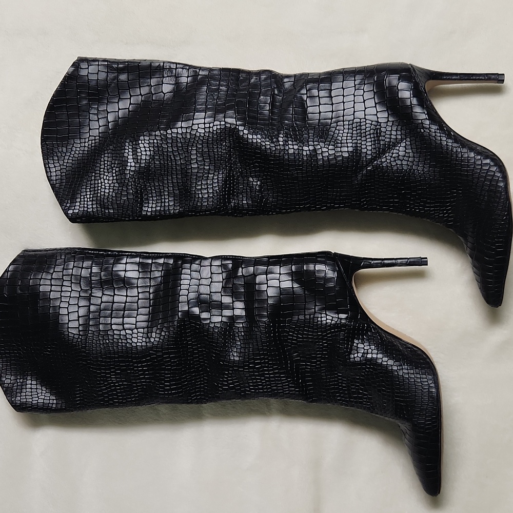 Schutz Maryana Crocodile Embossed Boots - Picture 2 of 6